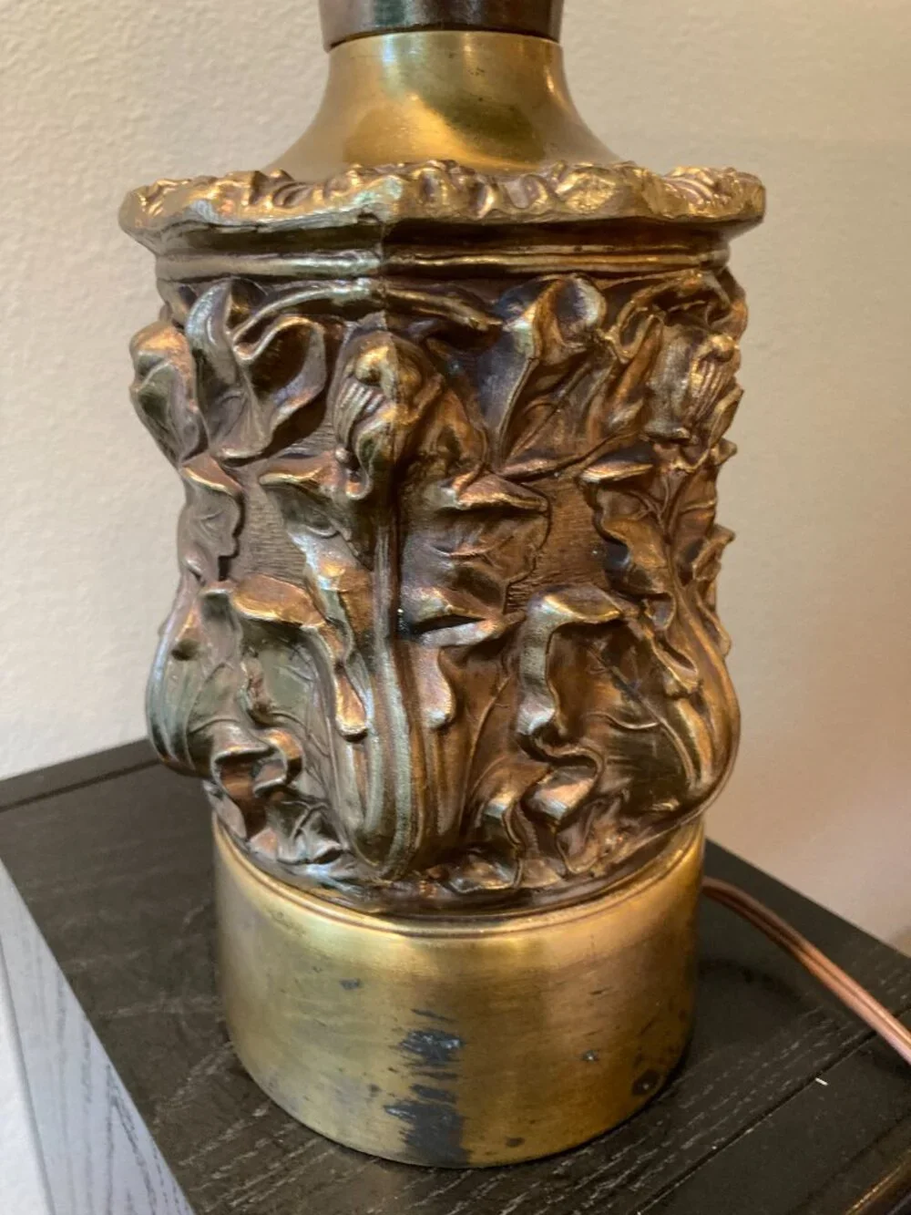 Brass lamp floral vintage 16.5